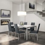Benny White Marble Top Dining Table with Black Base - Image 4