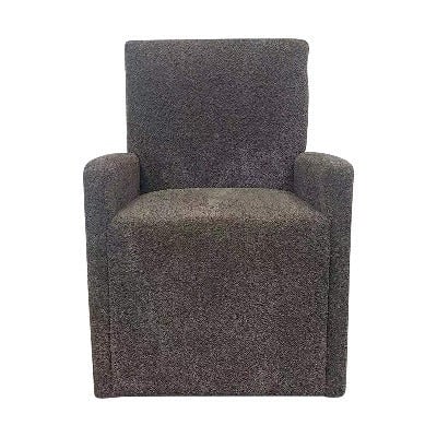 Modern Upholstered Dining Arm Chair with Casters