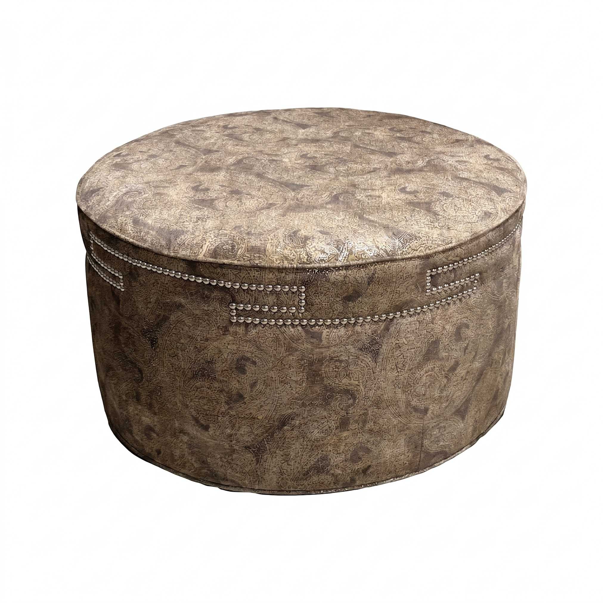 Castle Transitional Accent Ottoman with Nailhead Trim