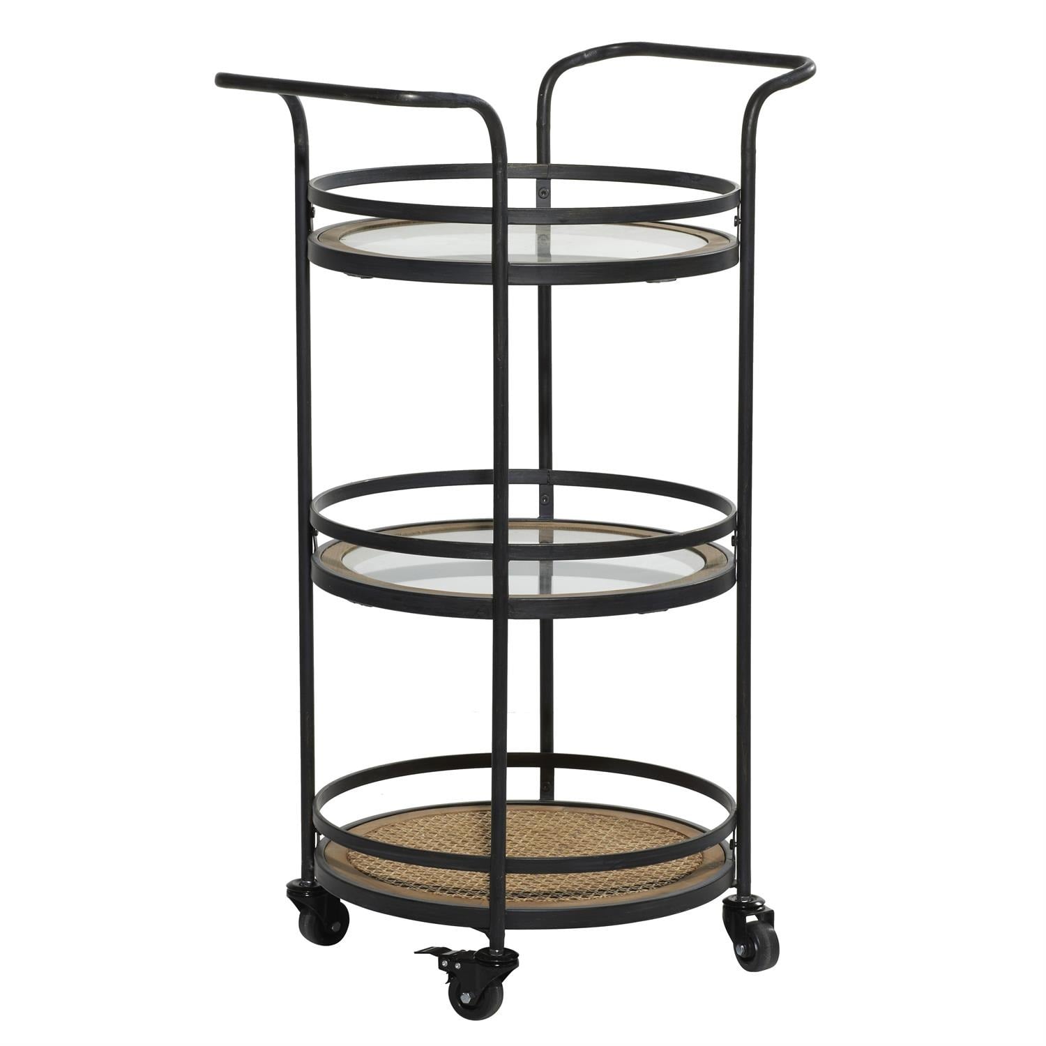 The Brown Metal Rolling Bar Cart