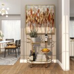 Gold Metal Rolling Glass and Marble Bar Cart - Image 7