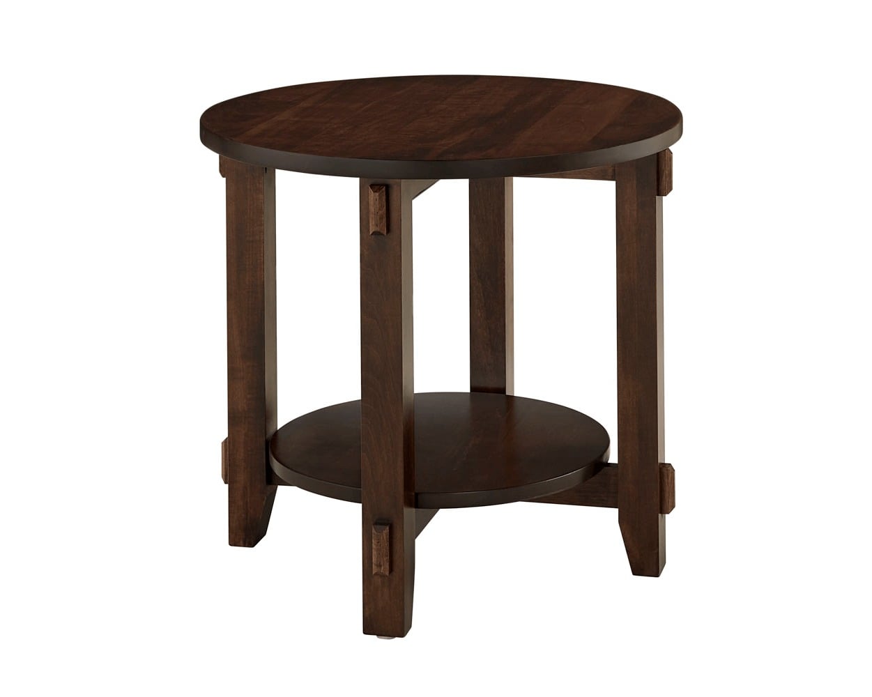Transitional Round End Table with Open Shelf