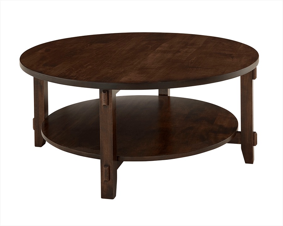 Transitional Large Round Coffee Table with Open Shelf