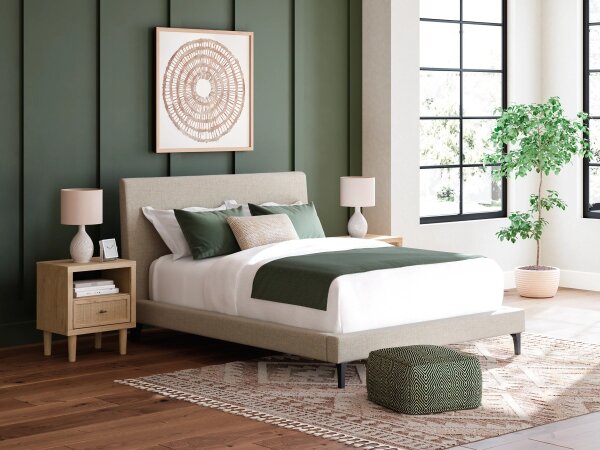 Cielden Queen Upholstered Bed with Roll Slats - Image 2