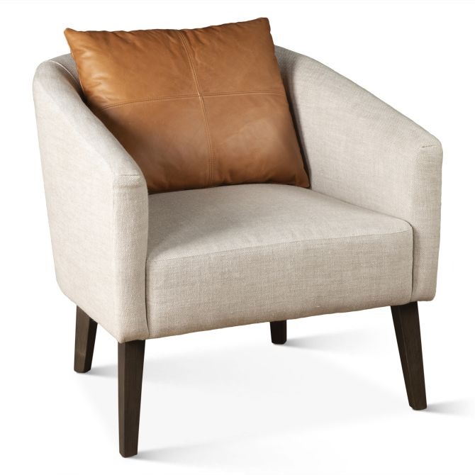 G201-JESAC-J08-D_3q1 Split-Back Linen Barrel Accent Chair with Leather Pillow - Image 1