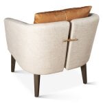 Split-Back Linen Barrel Accent Chair with Leather Pillow - Image 3