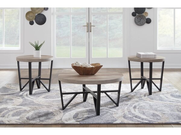 Deanlee Modern Farmhouse 3-Round Table Occasional Set - Image 2