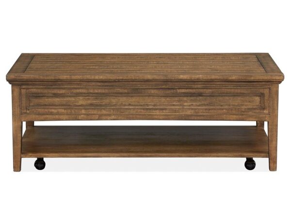 Bay Rustic Rectangular Cocktail Table with Casters - Image 6