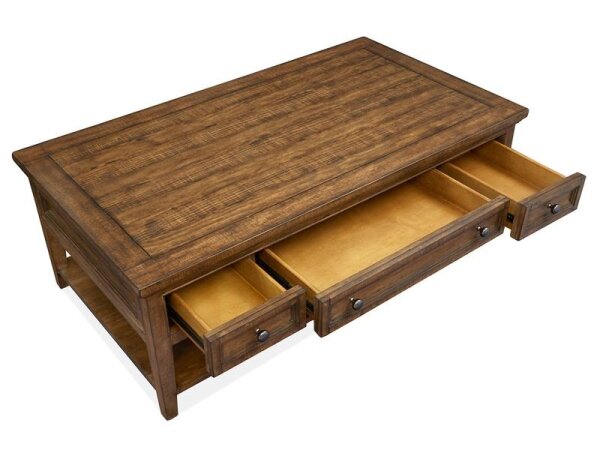 Bay Rustic Rectangular Cocktail Table with Casters - Image 8