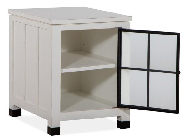 Modern Coastal Glass Door Chairside End Table - Damaged* - Image 4