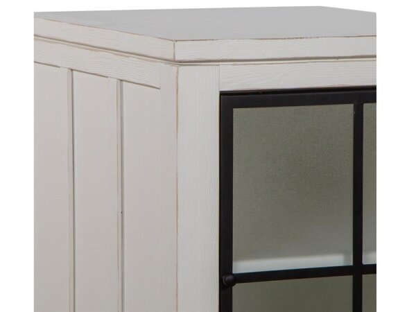 Modern Coastal Glass Door Chairside End Table - Damaged* - Image 5