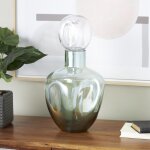 Green Glass Decorative Jars with Iridescent Finish - Image 2