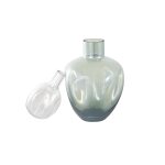 Green Glass Decorative Jars with Iridescent Finish - Image 3