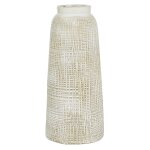 White Coastal Ceramic Crosshatch Vase