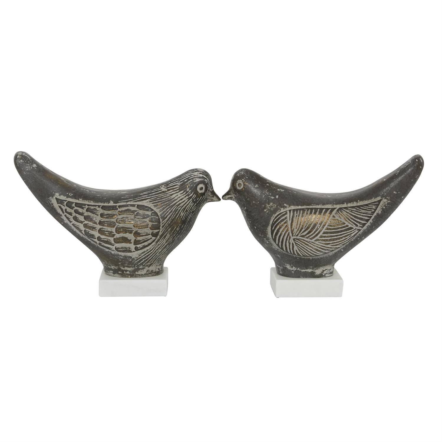 Coastal Brown Ceramic Set of Birds