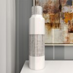 White Ceramic Cosmo Decorative 22" Vase with Striped Accents - Image 2