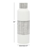 White Ceramic Cosmo Decorative 18" Vase with Striped Accents - Image 4