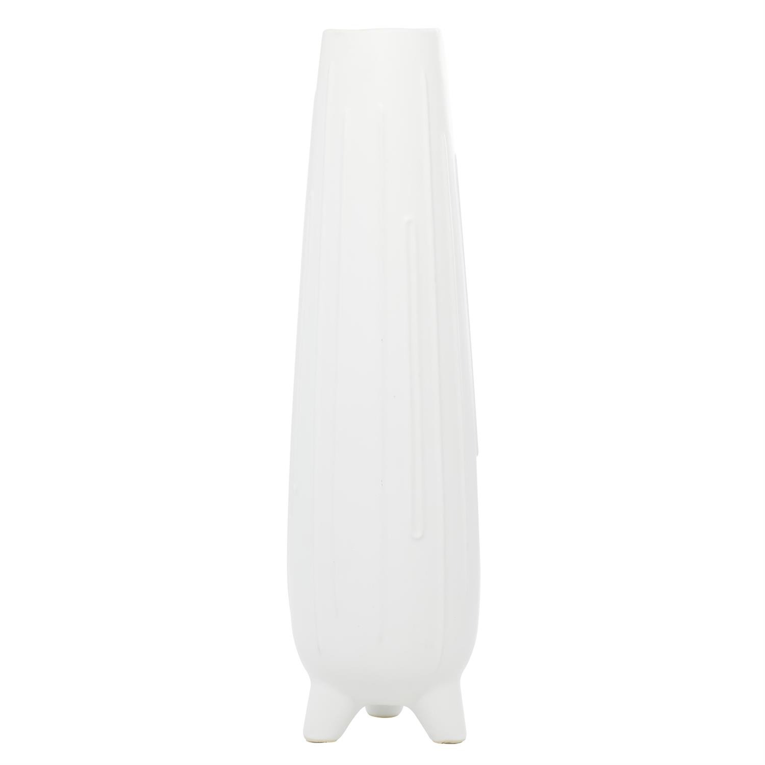 29753 White Ceramic Handmade 26" Vase with Feet - Image 1