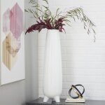 White Ceramic Handmade 26" Vase with Feet - Image 2