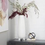 White Ceramic Handmade 20" Vase with Feet - Image 2