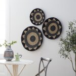 3-Piece Black Handmade Woven Hemp Wall Decor - Image 3