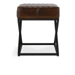 Rustic Brown Diamond Quilt Leather Rectangular Stool - Image 3
