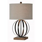 Aged Patina Metal Globe Table Lamp