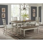 Farmhouse 6-Piece Dining Set with Dining Bench and Side Chairs