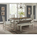 Farmhouse 6-Piece Dining Set with Dining Bench and Side Chairs - Image 2