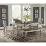 Farmhouse 6-Piece Dining Set with Dining Bench and Side Chairs - Image 3