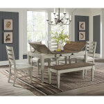 Farmhouse 6-Piece Dining Set with Dining Bench and Side Chairs - Image 5
