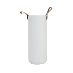Large White Ceramic Vase with Leather Handles