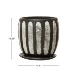 Hand Painted Black and White Planter with Saucer - Image 8