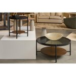 Modern Transitional Round Coffee Table with Open Shelf - Image 5
