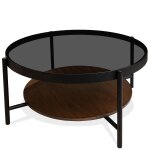 Modern Transitional Round Coffee Table with Open Shelf
