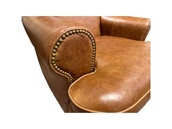 Delcan Traditional Leather Accent Chair and Ottoman Set - Image 6
