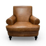 Delcan Traditional Leather Accent Chair and Ottoman Set - Image 5