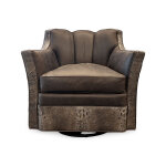 Leather Scalloped Back Swivel Glider - Image 2