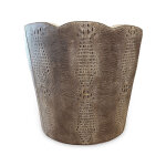 Leather Scalloped Back Swivel Glider - Image 4