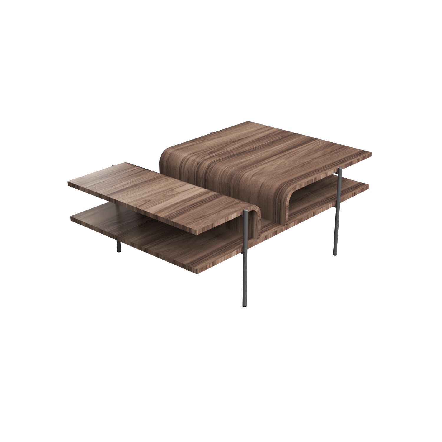 Cascade Modern Coffee Table with Open Shelving