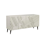 Modern Geometric 4-Door White Credenza