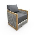 Avalon Teak Rope Chair sitting at a 45 degree angle