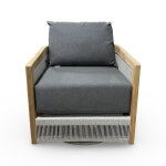 Avalon Teak Rope Outdoor Swivel Chair - Image 3