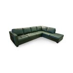 Barrett Transitional Tufted Leather Sectional Chaise Sofa