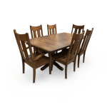 Farmhouse 7-Piece Trestle Table Dining Set with Side and Armchairs