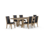 Orinda 7-Piece Rustic Dining Set with Vegan Leather Chairs