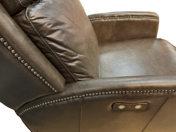 Traditional Recliner with Powered Headrest and Nailhead Trim - Image 6