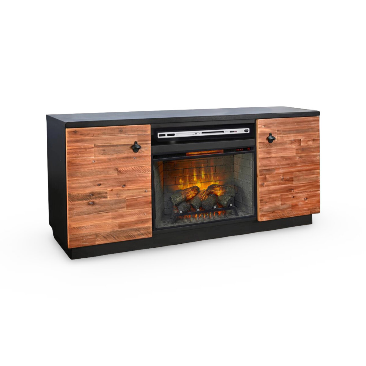 Two Color Fireplace Modern Two-Tone 2-Door Media Cabinet Fireplace – Montgomery’s - Local ...