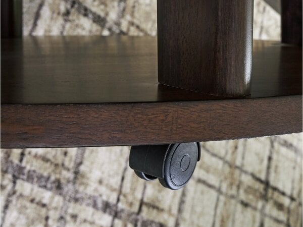 Karston Round Open Shelf Coffee Table with Casters - Image 6