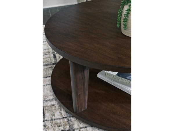 Karston Round Open Shelf Coffee Table with Casters - Image 7